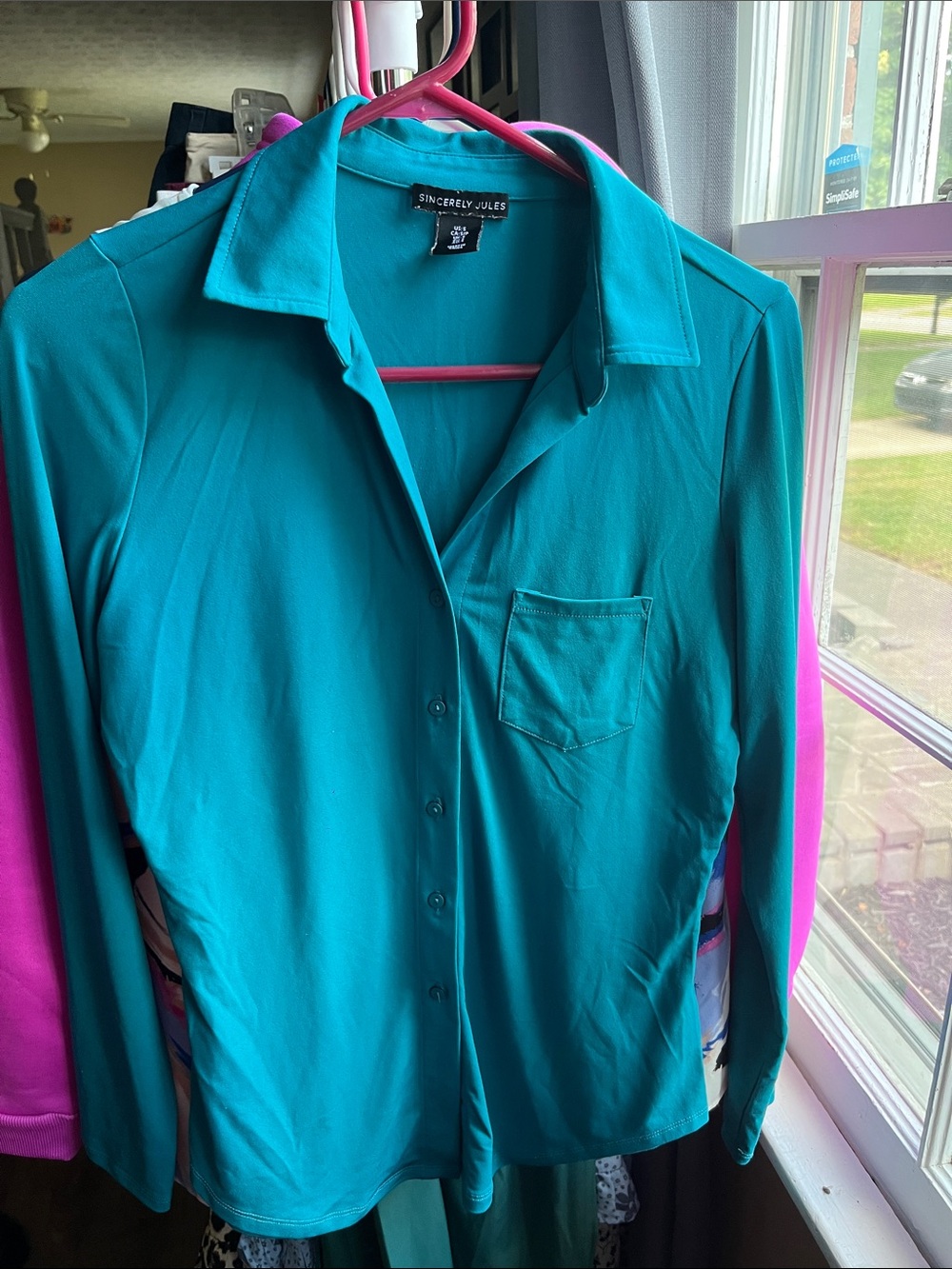 Sincerly Jules Men's Teal Long-Sleeve Button Down Shirt